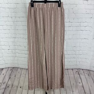Sadie & Sage Tan and Cream Wide Leg Slip On Pants Size Small